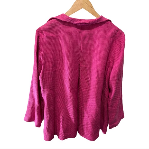 EILEEN FISHER HOT PINK LINEN BLEND COLLARED OPEN FRONT BLAZER JACKET SIZE MEDIUM - Picture 16 of 16